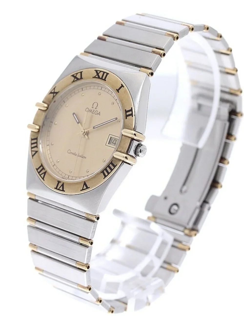 OMEGA Constellation YG bezel half bar gold Dial Quartz Men's Watch_968239